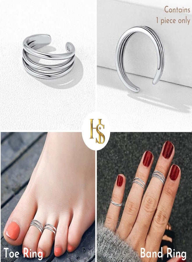 HighSpark Silver Toe Ring for Women | 92.5 Sterling Silver Hypoallergenic Adjustable Toe Rings | Minimal & Elegant Designs - Triple Line - Image 5