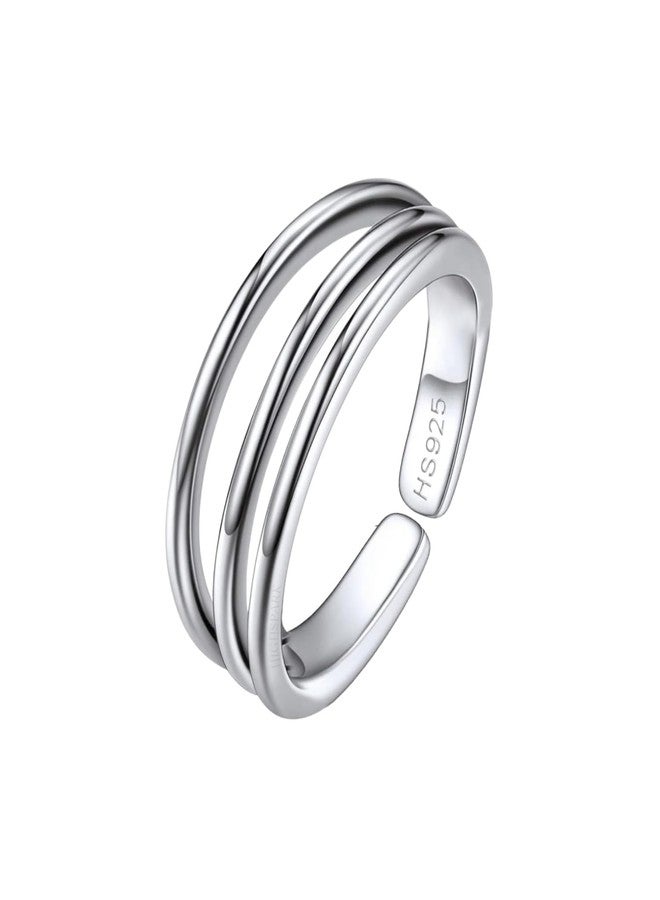 HighSpark Silver Toe Ring for Women | 92.5 Sterling Silver Hypoallergenic Adjustable Toe Rings | Minimal & Elegant Designs - Triple Line - Image 1