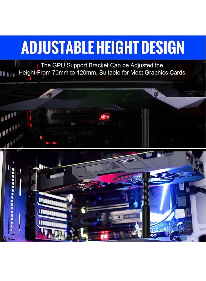 GPU Support Bracket, Graphics Video Card Brace with Height Adjustable, Anti-Sag Holder for Universal Graphics Card, GPU Stand with Magnet and Rubber Pad (Black) - Image 4