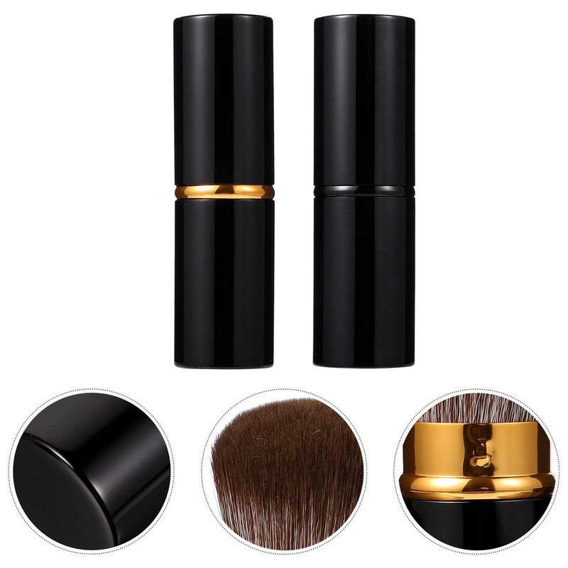 Retractable Powder And Blush Brush Set 2Pcs Soft Bristles Travel Makeup Tools - Image 5