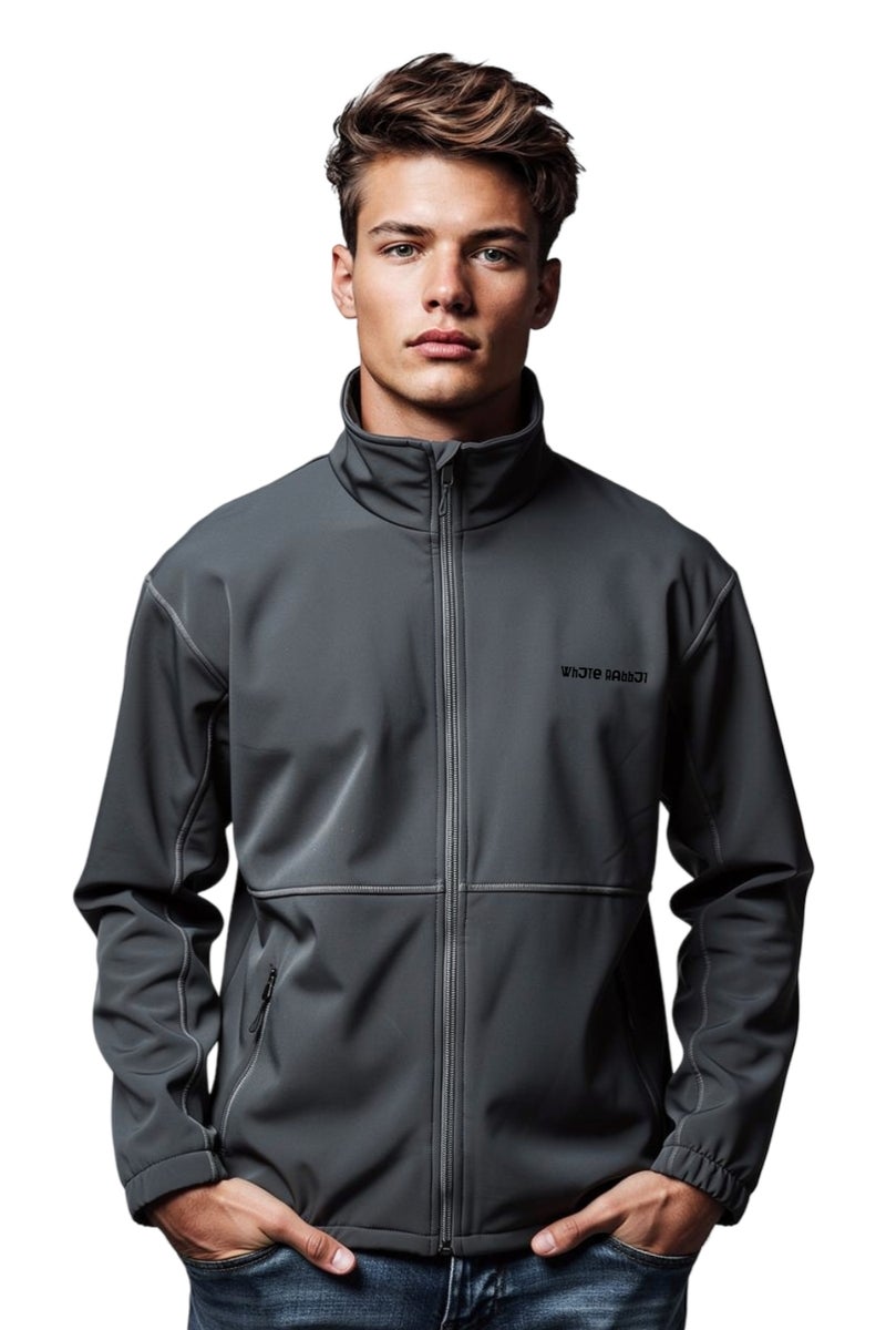 White Rabbit Men’s Softshell Water-Resistant Jacket – Windproof Lightweight Design with Full Zipper - Image 2