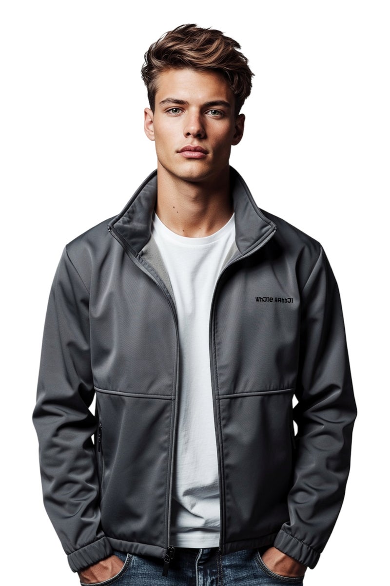White Rabbit Men’s Softshell Water-Resistant Jacket – Windproof Lightweight Design with Full Zipper - Image 1