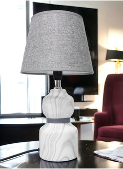 Premium Ceramic Table Lamp Stylish Home Décor with Elegant Illumination with Fabric Shade 36x20x15cm Grey - pzsku/Z9B39652378D23AD7E618Z/45/_/1712310934/7bdb3b0d-b32d-4d81-ae55-de3fb2c24548