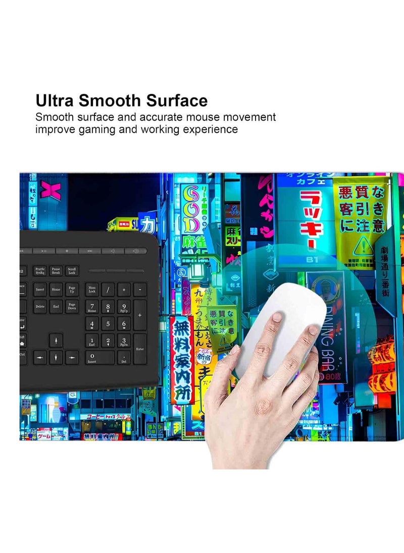 Generic - Tokyo Night Street Gaming Mouse Pad for Keyboard & Mouse (80 X 30 cm ) - Desk Mat Mousepad L Extended Size - Anti Slip Rubber Base - Stitched Edges - Waterproof - Speed Edition | Black - Image 1