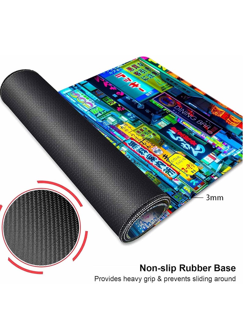 Generic - Tokyo Night Street Gaming Mouse Pad for Keyboard & Mouse (80 X 30 cm ) - Desk Mat Mousepad L Extended Size - Anti Slip Rubber Base - Stitched Edges - Waterproof - Speed Edition | Black - Image 1