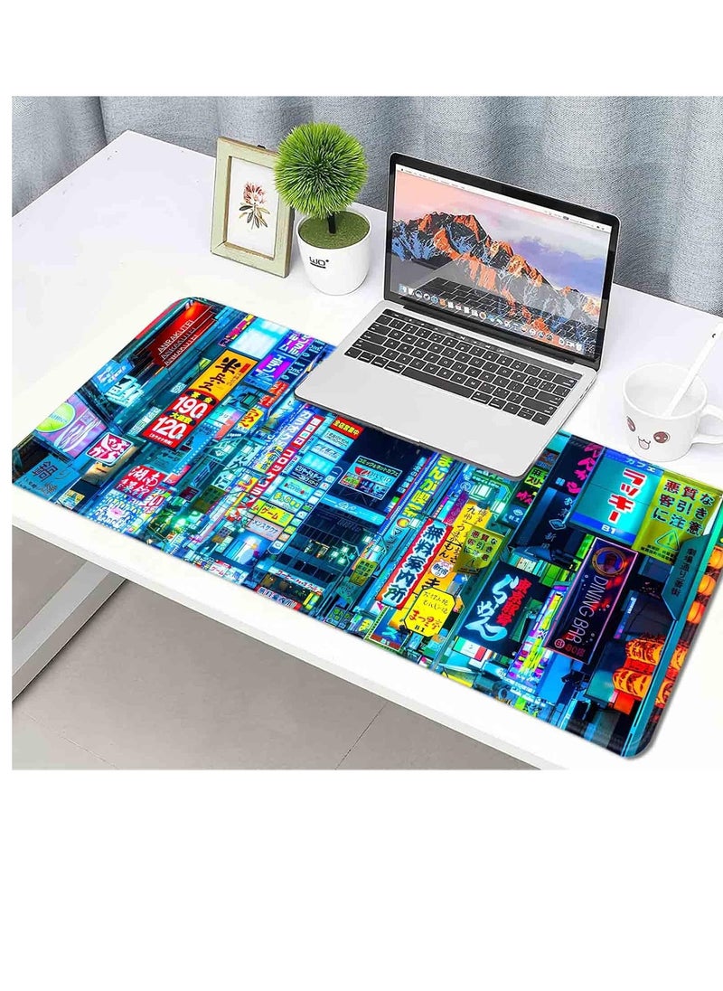 Generic - Tokyo Night Street Gaming Mouse Pad for Keyboard & Mouse (80 X 30 cm ) - Desk Mat Mousepad L Extended Size - Anti Slip Rubber Base - Stitched Edges - Waterproof - Speed Edition | Black - Image 1