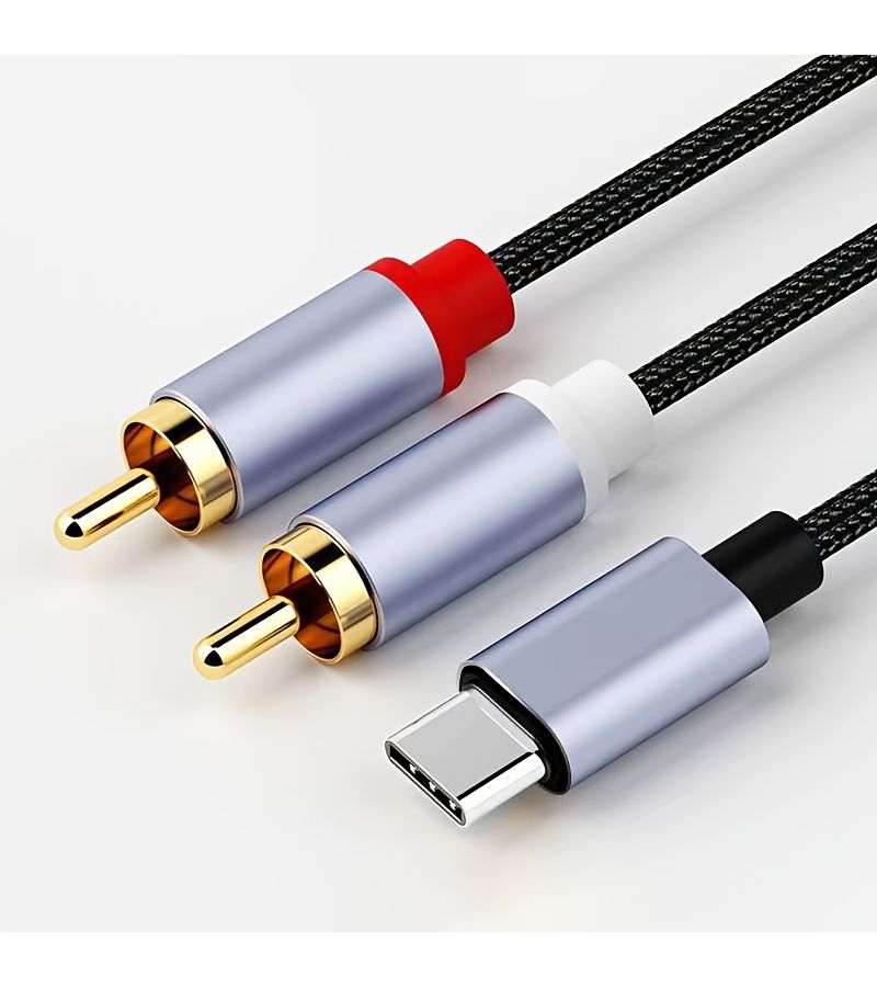 كابل من Type C إلى 2RCA ذكر إلى أنثى مساعد لمكبر الصوت بطول 3 متر للابتوب والهاتف الذكي - Image 3