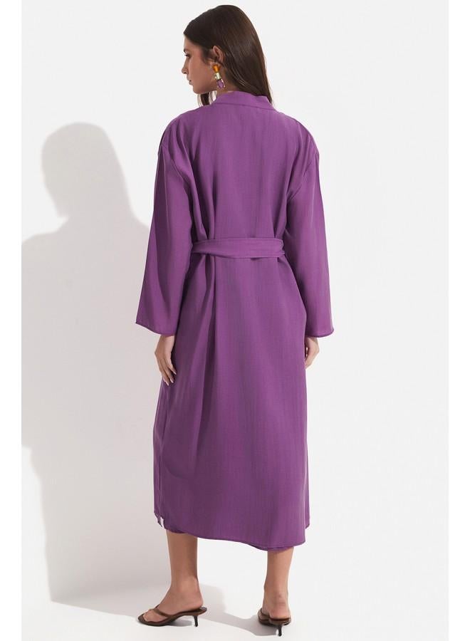 JUNE Exclusive Modal Blend Kimono Dress Set Damson - Image 4