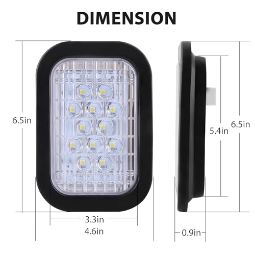 Konrali 6Pcs 5x3 Led Tail Lights, 4 Red + 2 White 3x5 Rectangle Led Lights 12 LED Stop/Turn/Tail Backup/Reverse Tow Truck Semi Trailer CM Flatbed Hitch Mounted RV Bus Grommet 3 Wire Pigtails Kit 12V - Image 3