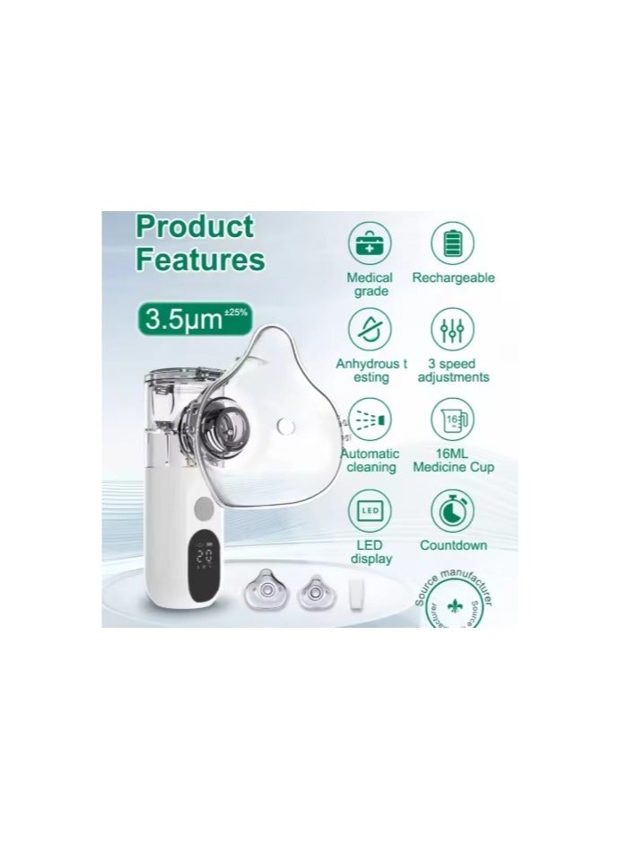 Generic Rechargeable Nebulizer Adjustable LED Display Medical Silent Ultrasonic Inhaler Mobile Steam Device Adult child Medical - Image 1