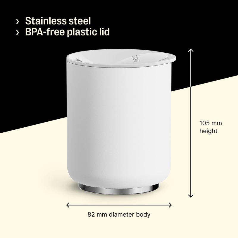 Fellow 10 oz Rocky Lowball Tumbler - Insulated Stainless Steel Whiskey and Cocktail Tumbler with Ceramic Interior and Swivel Pebble Lid (Matte White) - Image 5