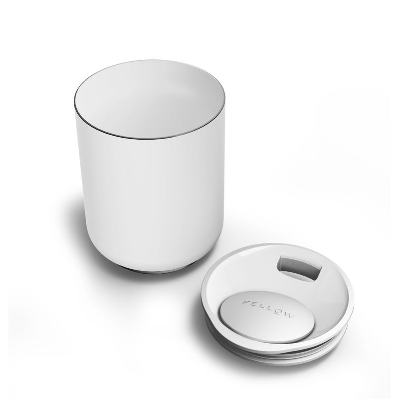 Fellow 10 oz Rocky Lowball Tumbler - Insulated Stainless Steel Whiskey and Cocktail Tumbler with Ceramic Interior and Swivel Pebble Lid (Matte White) - Image 2