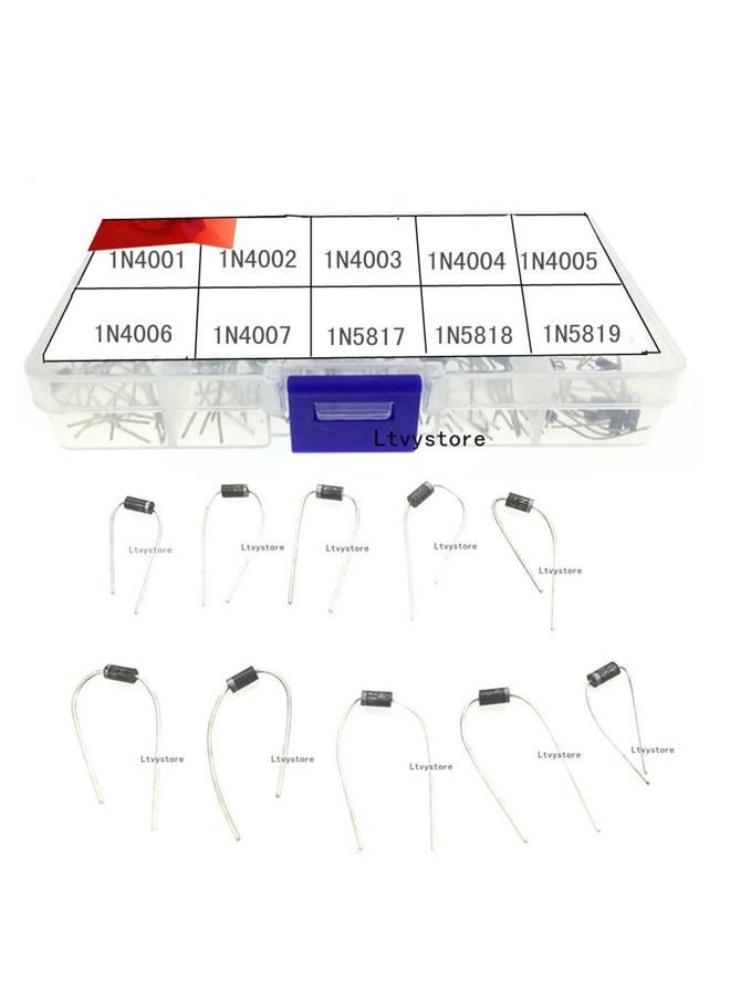 Ltvystore 100PCS 10Value (1N4001~1N5819) Diode Assorted Kit Set with Clear Box - Image 1