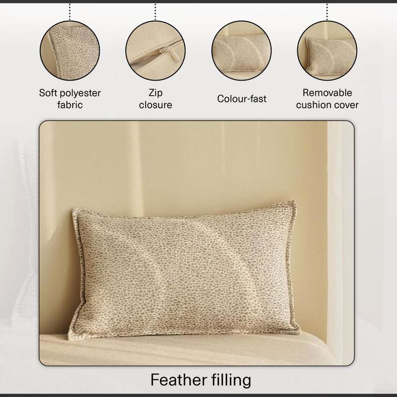 Pan Home وسادة محشوة بالريش 30X50 سم - رمادي - Image 5