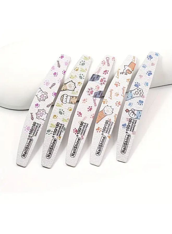 15 قطعة من مبردات الأظافر بمخالب وردية قابلة للغسيل ومتعددة الألوان ومتينة 100 180 حبيبات ورق صنفرة لعمل مانيكير وباديكير بشكل نصف قمر بمقبض خشبي - Image 2