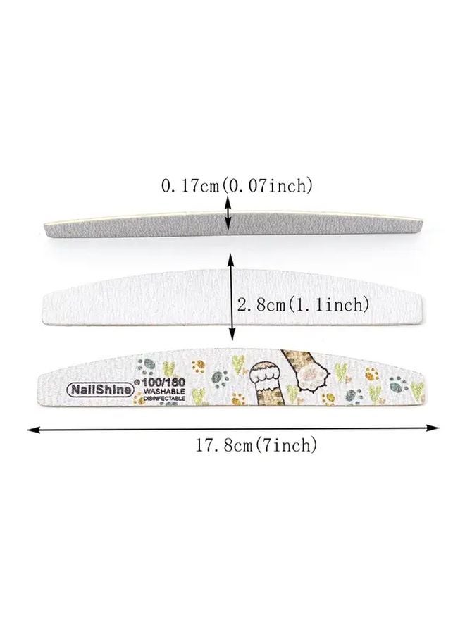 15 قطعة من مبردات الأظافر بمخالب وردية قابلة للغسيل ومتعددة الألوان ومتينة 100 180 حبيبات ورق صنفرة لعمل مانيكير وباديكير بشكل نصف قمر بمقبض خشبي - Image 5