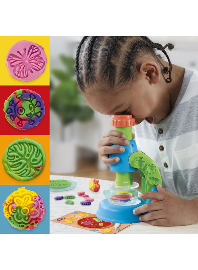 Play-Doh مجهر بلاي دو لايت آند لوك للأطفال من 3 سنوات وما فوق، ألعاب إلكترونية لرياض الأطفال للبنات والأولاد، 9 ملحقات و5 ألوان - Image 2
