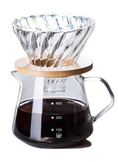 Generic V60 Pour Over Coffee Maker Dripper Set with Tick Marks ,600ml Glass Drip Coffee Pot With Filter Portable Coffee Pot for Home Office  - Image 1