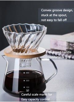 Generic V60 Pour Over Coffee Maker Dripper Set with Tick Marks ,600ml Glass Drip Coffee Pot With Filter Portable Coffee Pot for Home Office  - Image 2