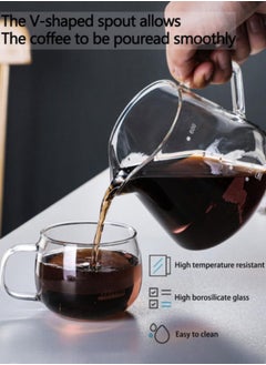Generic V60 Pour Over Coffee Maker Dripper Set with Tick Marks ,600ml Glass Drip Coffee Pot With Filter Portable Coffee Pot for Home Office  - Image 4