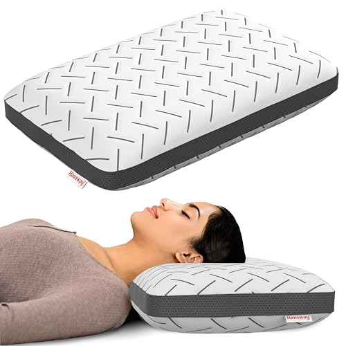 HAUSWAY Orthopedic Pillows for Neck Pain – Memory Foam Pillow Cooling Gel King Size – 5 Inch Thick | 2 Years Warranty | for Sleeping & Neck Pain Relief, with Removable Washable Cover – Pack of 1 - Image 1