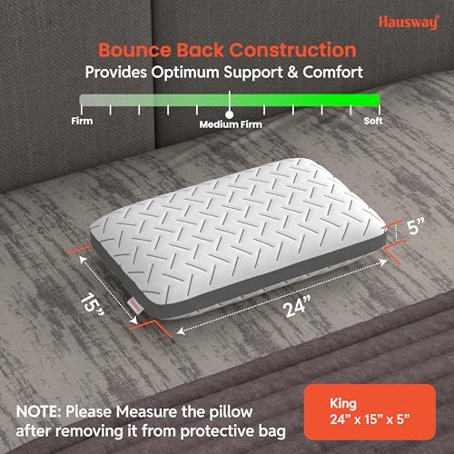 HAUSWAY Orthopedic Pillows for Neck Pain – Memory Foam Pillow Cooling Gel King Size – 5 Inch Thick | 2 Years Warranty | for Sleeping & Neck Pain Relief, with Removable Washable Cover – Pack of 1 - Image 3