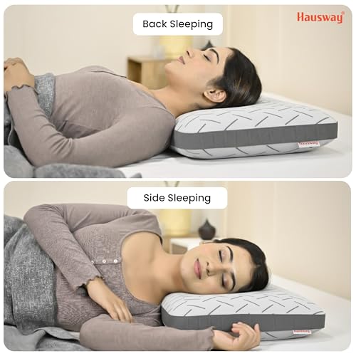 HAUSWAY Orthopedic Pillows for Neck Pain – Memory Foam Pillow Cooling Gel King Size – 5 Inch Thick | 2 Years Warranty | for Sleeping & Neck Pain Relief, with Removable Washable Cover – Pack of 1 - Image 2