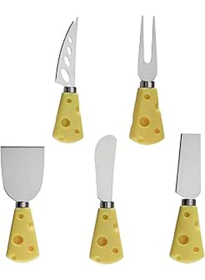 Stainless Steel Cheese Knives Set 5pcs with Fork Slicer for Charcuterie Board Kitchen - Image 1
