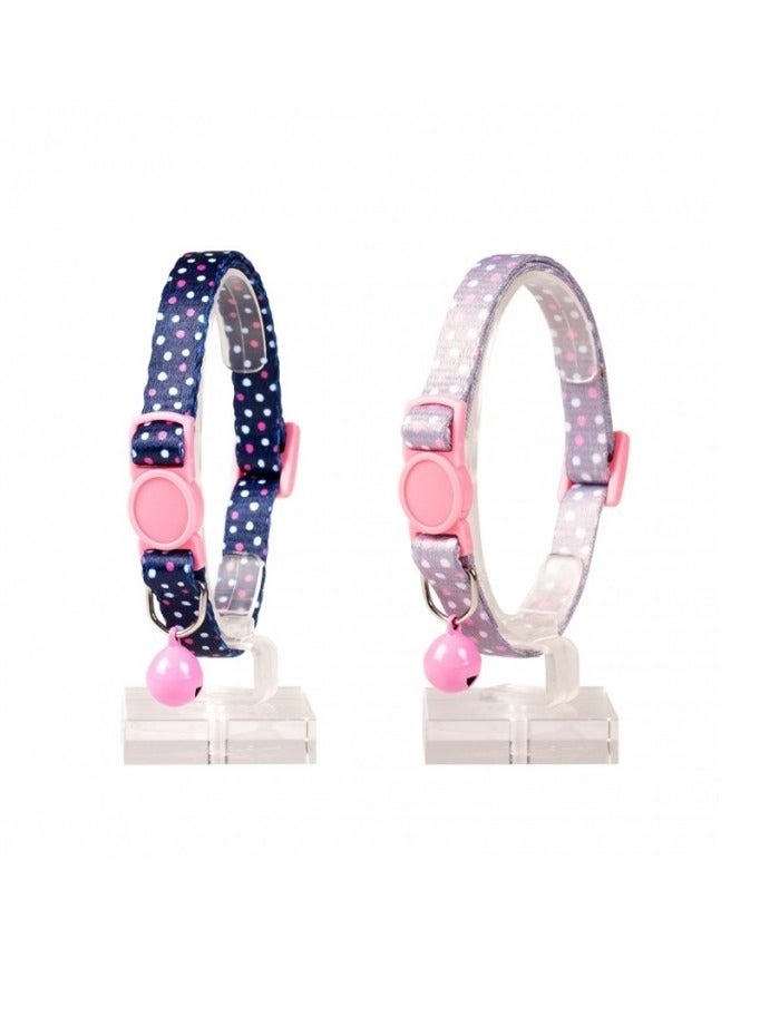 Cat Collar Blue and Beige Dots Nylon Mixed Colors