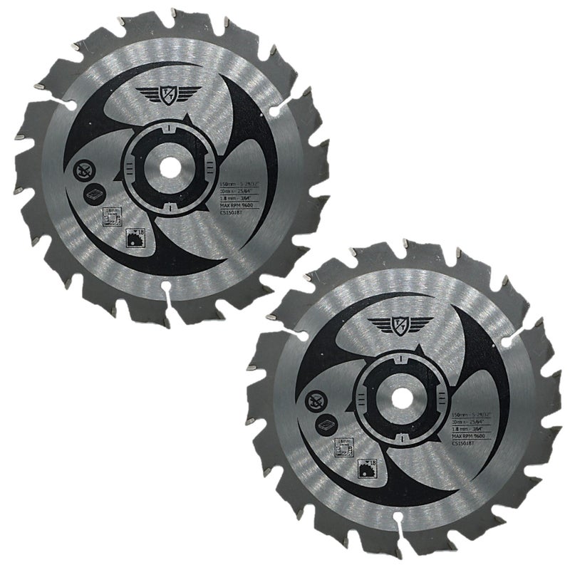 TopsTools 2 x TopsTools CS15018T_2 5 15/16" (150mm) 18T 25/64" (10mm) Bore TCT Saw Blades - Image 5