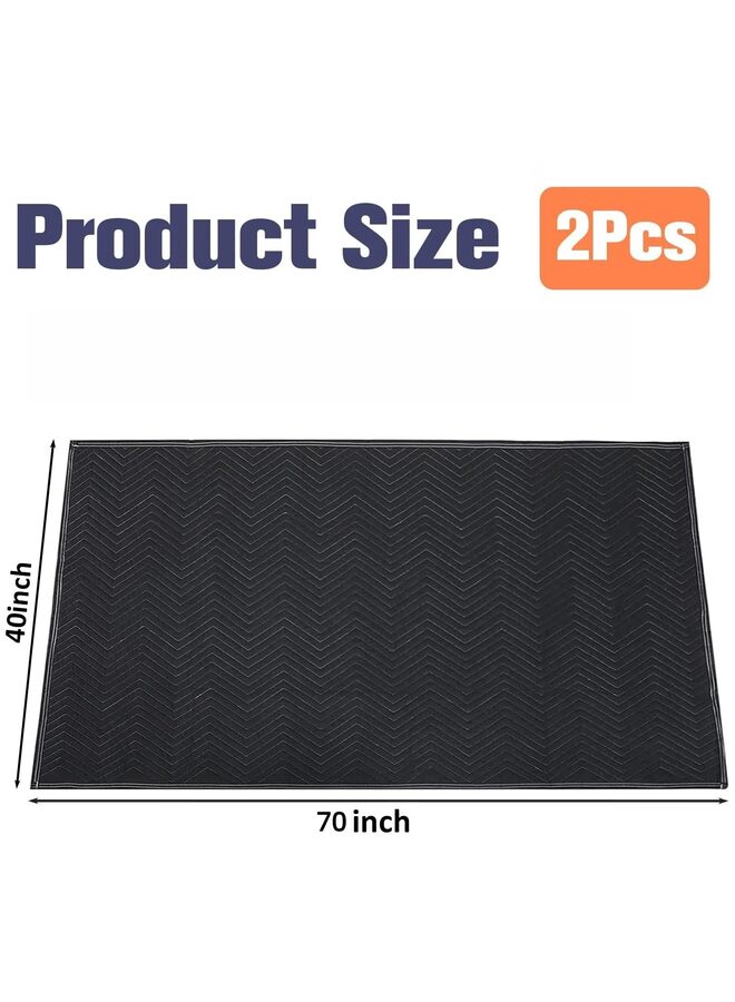 2 Pack Moving Blankets, 40x 70 Inches Heavy Duty Packing Blankets For Protecting Furniture Moves Storage, Professional Quilted Wrapping & Shipping Pads-Black - Image 2