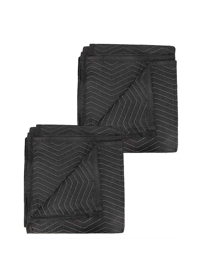 2 Pack Moving Blankets, 40x 70 Inches Heavy Duty Packing Blankets For Protecting Furniture Moves Storage, Professional Quilted Wrapping & Shipping Pads-Black - Image 1