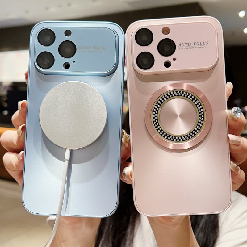 HuHa Case Cover For iPhone 14 Pro Large Window Diamond Magnifier Magnetic Phone Case(Purple) - Image 3