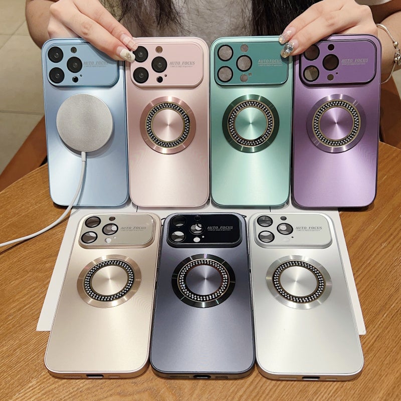 HuHa Case Cover For iPhone 14 Pro Large Window Diamond Magnifier Magnetic Phone Case(Purple) - Image 2