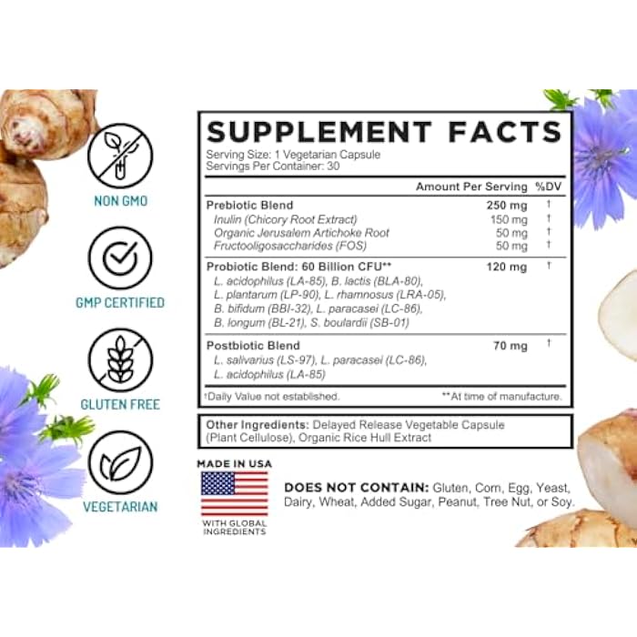 FarmHaven 60 Billion CFU Probiotic - 8 Probiotic Strains - Prebiotics & Postbiotics - Supports Digestive & Immune Health - Delayed Release - Shelf Stable - Non-GMO, Gluten Free - 30 Caps - Image 2