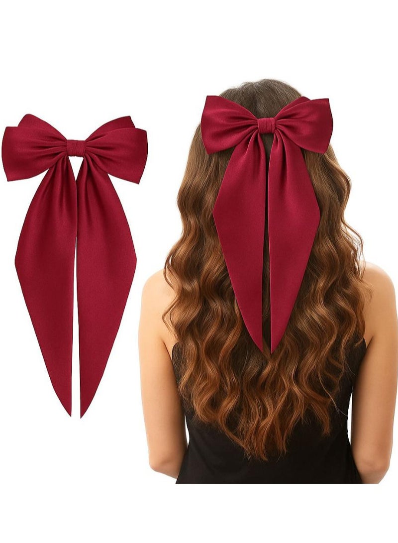 Hair Bows for Women Large Bow Hair Clip Soft Long Tails Metal Clips Bow Tie Hair Clip for Women