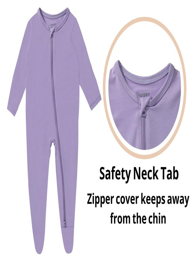 GUISBY 4-Pack Baby Boys Girls Zip-Front Sleeper Pajamas, Footed Sleep 'n Play 6-12 Months - Image 2