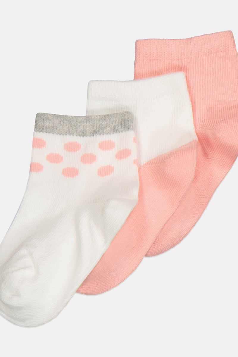 bebe Kids Girl 3 Pairs Plain Quarter Socks, Multicolor - Image 2