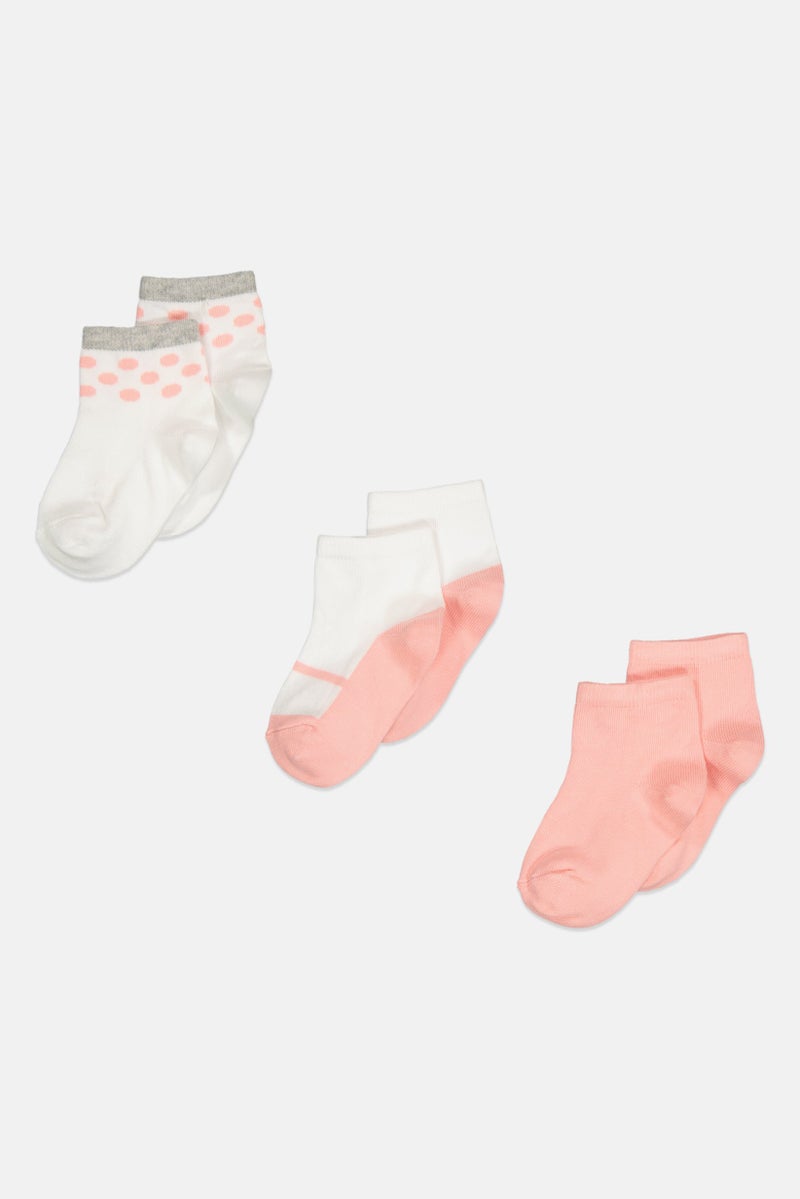 bebe Kids Girl 3 Pairs Plain Quarter Socks, Multicolor - Image 1