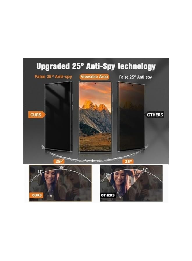 بروماس واقي شاشة خصوصية للهاتف المحمول/واقي شاشة تجسس للهاتف المحمول (زجاج مقسى) لهاتف S23 Ultra/S24 Ultra (S23 Ultra) - Image 2