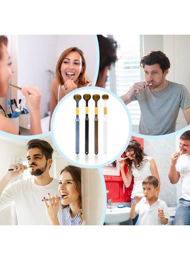 Lnncdsc 4-Piece Set of 3-Sided toothbrushes Adults, Extra Soft toothbrushes for Adults, Medium Toothbrush for Comprehensive Care of Teeth and Gums. - Image 3
