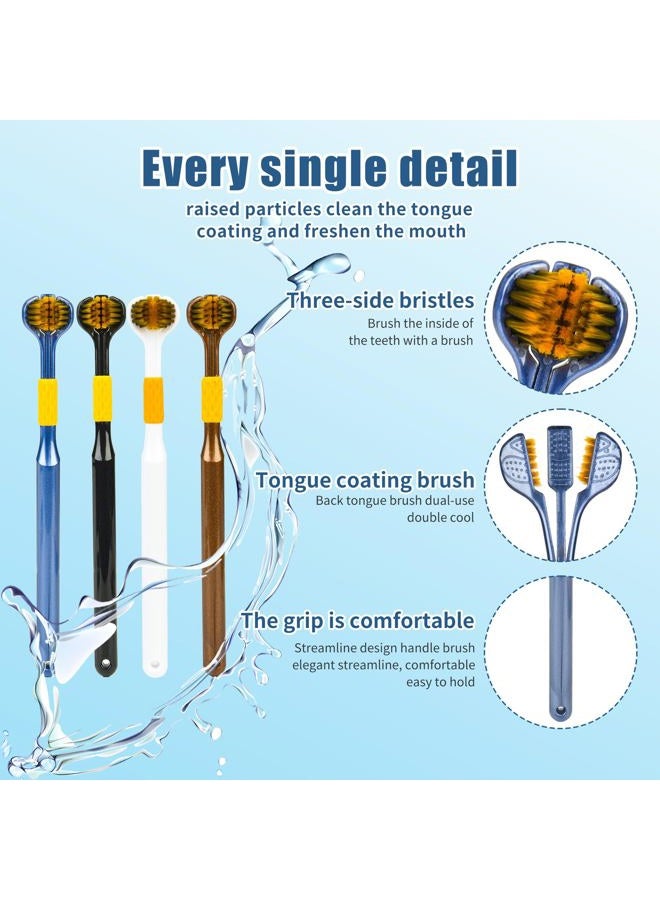 Lnncdsc 4-Piece Set of 3-Sided toothbrushes Adults, Extra Soft toothbrushes for Adults, Medium Toothbrush for Comprehensive Care of Teeth and Gums. - Image 5