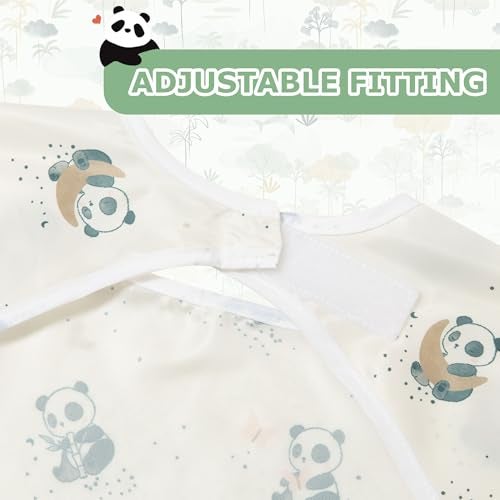 Little Dimsum Mess-Proof Baby Bibs|Infant Toddler Long Sleeve Waterproof Feeding Art Smock|Catching Food & Wipe Clean| Pack of 2 Colors - Image 4
