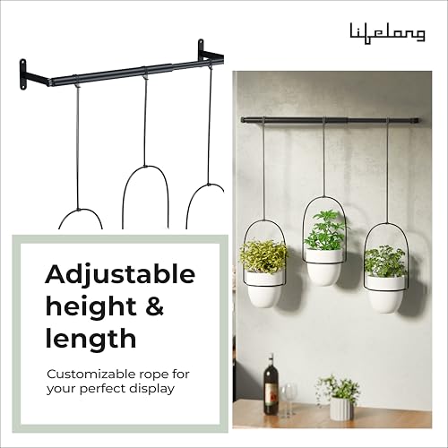 Lifelong Set of 3 Wall Hanging Plant Stand Home Decor Planters | Adjustable Height & Length| Decorative Indoor & Outdoor for Plants | Gamla, Pots for Home & Garden Decoration - Image 4