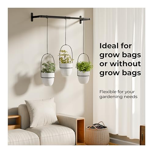 Lifelong Set of 3 Wall Hanging Plant Stand Home Decor Planters | Adjustable Height & Length| Decorative Indoor & Outdoor for Plants | Gamla, Pots for Home & Garden Decoration - Image 2