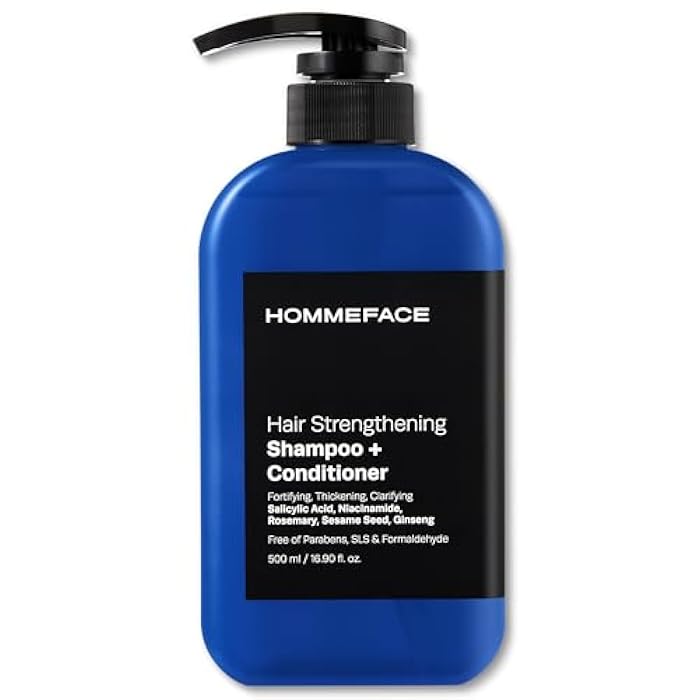 HommeFace 2-in-1 Hair Strengthening Shampoo + Conditioner for Men, 16.9 Fl. Oz. - Hair Thickening, Scalp Exfoliating, Volumizing for Reduced Shedding, Density & Shine - Image 1