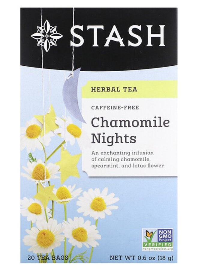 Stash Tea - Herbal Tea Chamomile Nights Caffeine Free 20 Tea Bags 0.6 oz (18 g) - Image 1