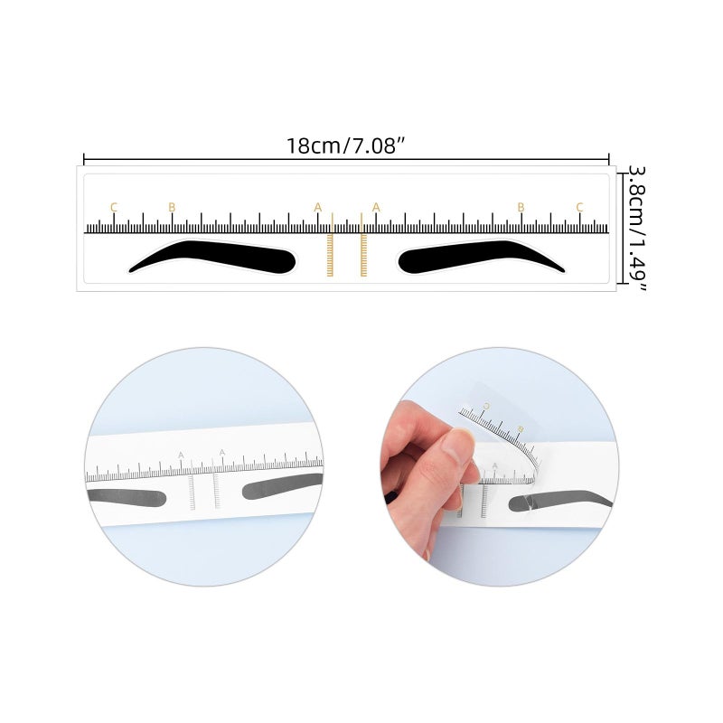 JimKing 50pcs Eyebrow Ruler, JimKing Disposable Brow Ruler, Microblading Adhesive Eyebrow Sticker Stencil Guide Measuring Tool,Broad Eyebrow - Image 2