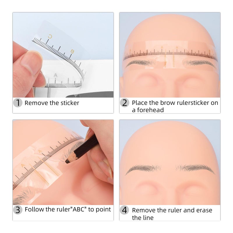 JimKing 50pcs Eyebrow Ruler, JimKing Disposable Brow Ruler, Microblading Adhesive Eyebrow Sticker Stencil Guide Measuring Tool,Broad Eyebrow - Image 5