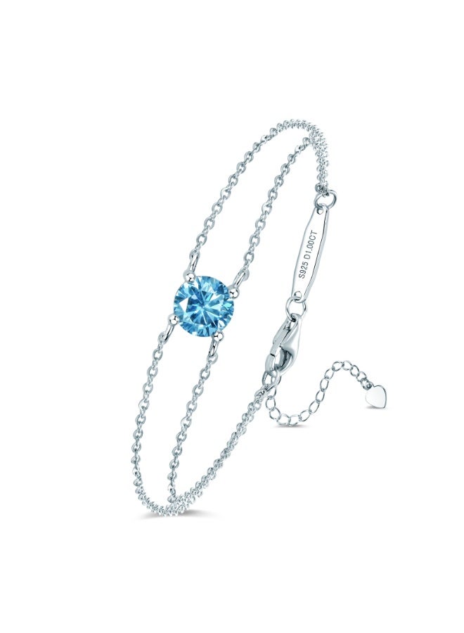 KUYING S925 Sterling Silver Bracelet Birthstone Jewelry-March